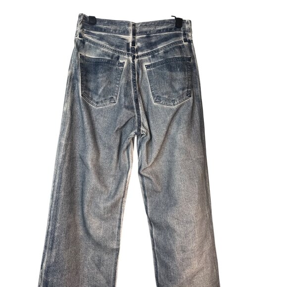 ZARA Size 2 High-Waisted Wide-Leg Jeans Blue Denim White Contrast - Picture 11 of 16